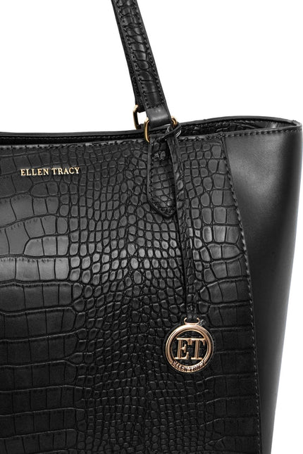 Ellen Tracy Croco Tote BLACK