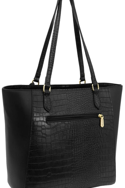 Ellen Tracy Croco Tote BLACK