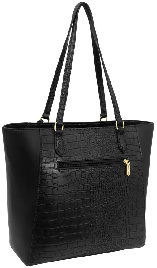 Ellen Tracy Croco Tote BLACK