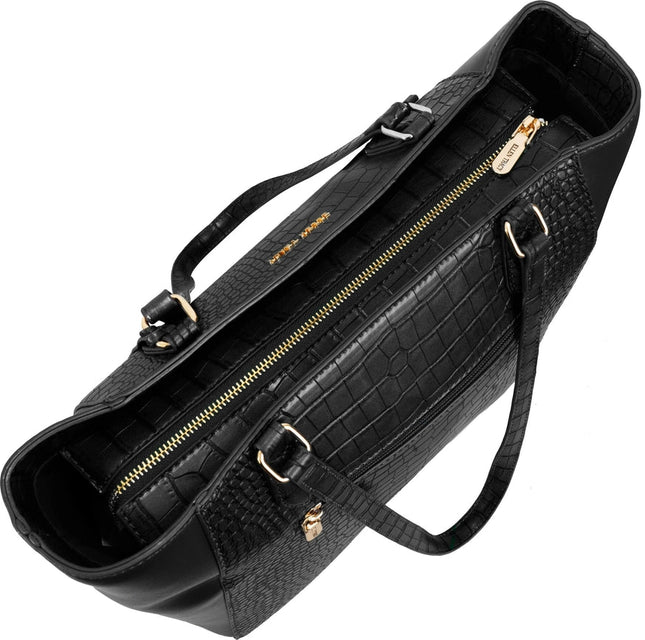 Ellen Tracy Croco Tote BLACK