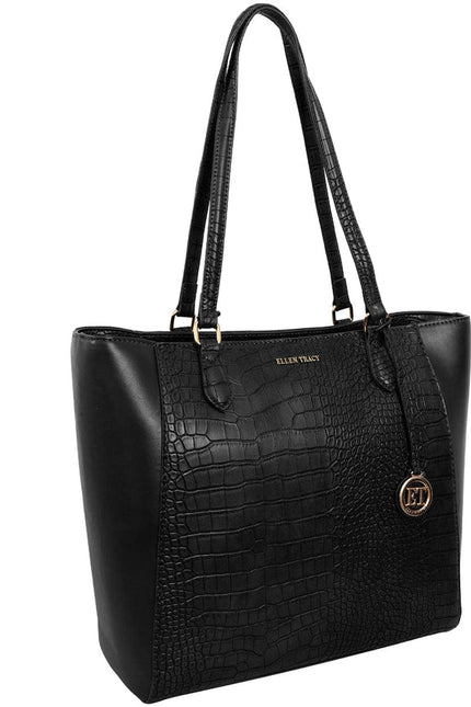 Ellen Tracy Croco Tote BLACK