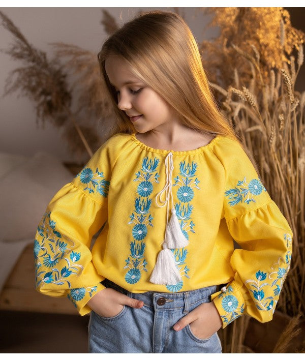 Embroidered Blouse For A Girl Yellow