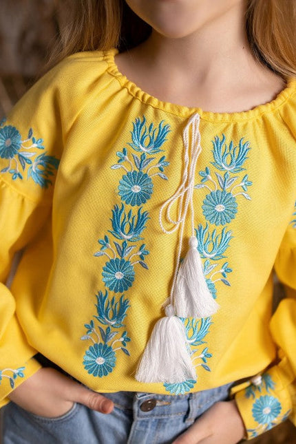 Embroidered Blouse For A Girl Yellow