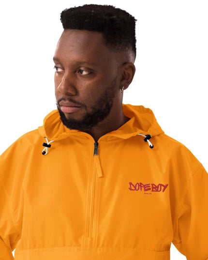 Embroidered Champion Packable Jacket Gold