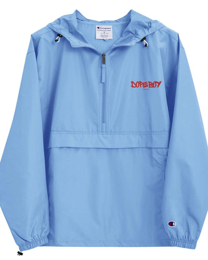 Embroidered Champion Packable Jacket Light Blue