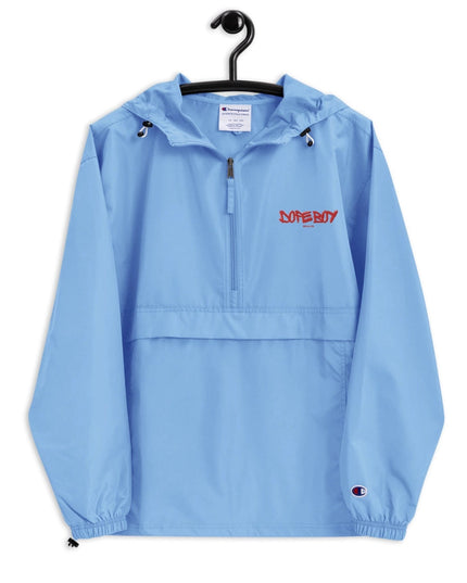 Embroidered Champion Packable Jacket Light Blue