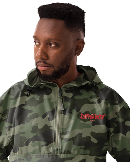 Embroidered Champion Packable Jacket Olive Green Camo