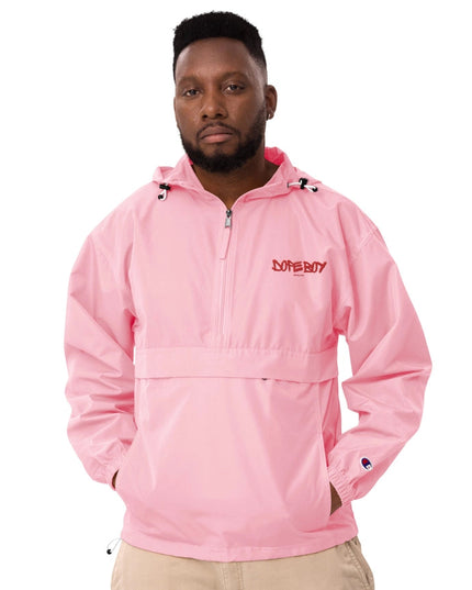 Embroidered Champion Packable Jacket Pink Candy