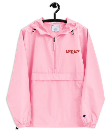 Embroidered Champion Packable Jacket Pink Candy