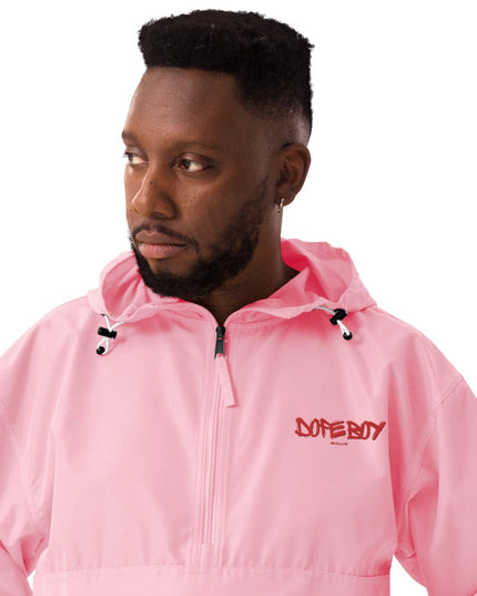 Embroidered Champion Packable Jacket Pink Candy