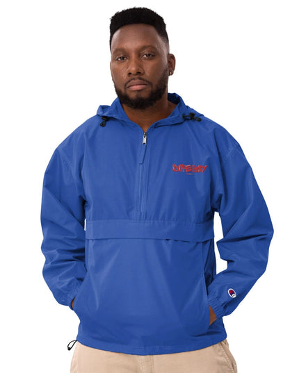 Embroidered Champion Packable Jacket Royal Blue