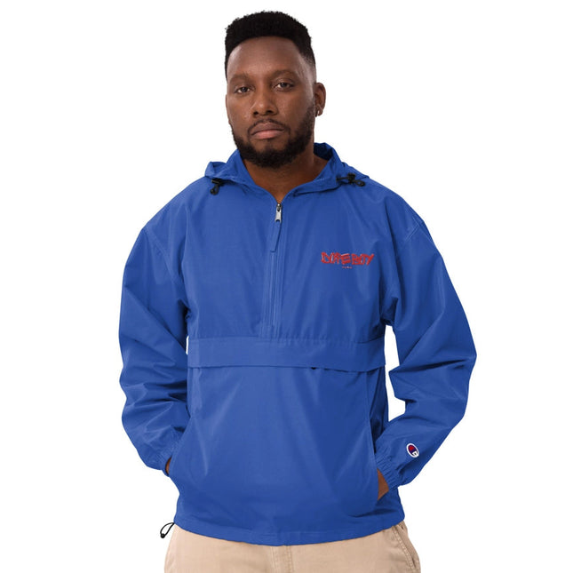 Embroidered Champion Packable Jacket Royal Blue