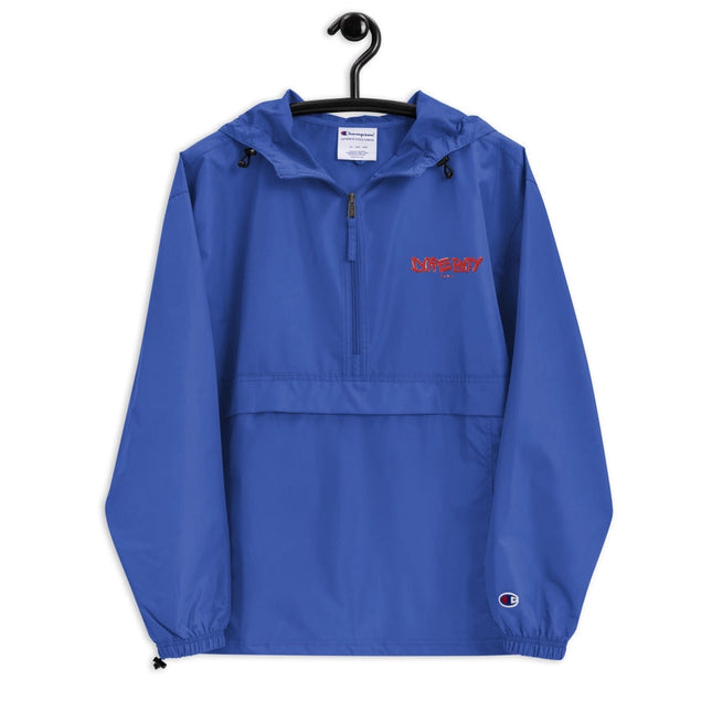 Embroidered Champion Packable Jacket Royal Blue