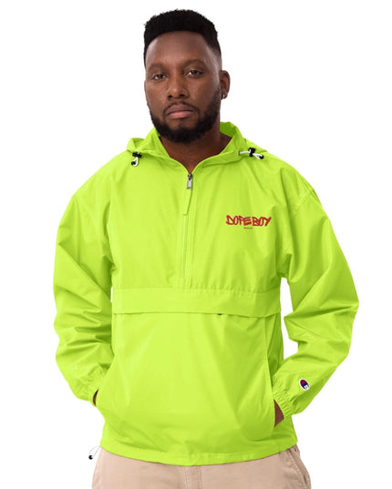 Embroidered Champion Packable Jacket Safety Green