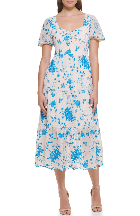 Embroidered Floral Midi-Dress-Kensie & Siena-2-IVORY BLUE-Urbanheer