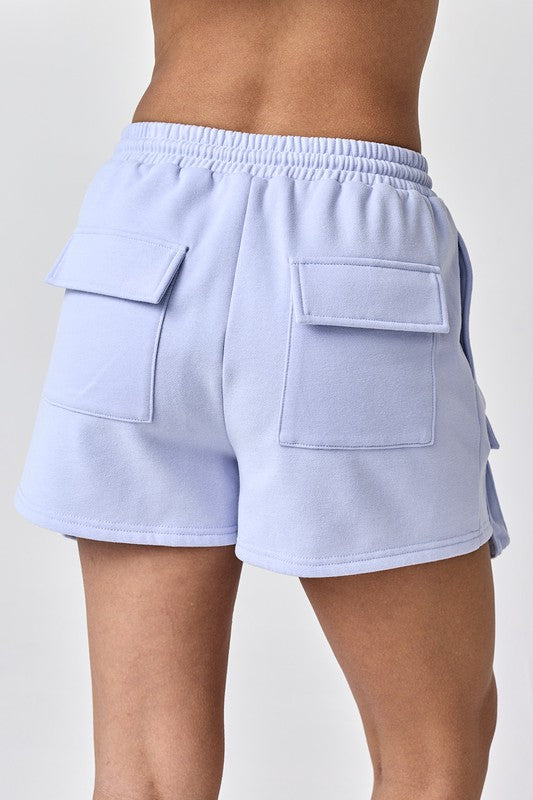 Emilia Cropped Balloon Sweatshirt and Shorts with Pockets  Light Blue