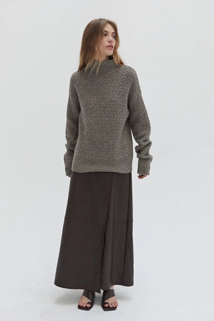 Emmi Cable Knit Mock Neck Sweater