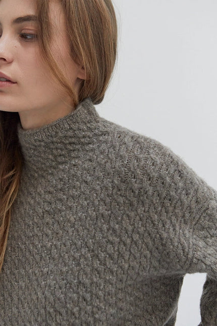 Emmi Cable Knit Mock Neck Sweater