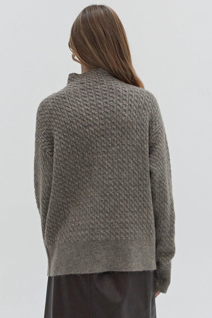 Emmi Cable Knit Mock Neck Sweater