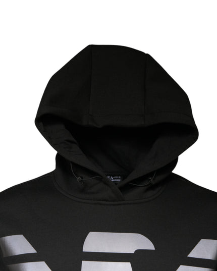 Emporio Armani Black Logo Print Hooded Men Sweatshirt Sweater