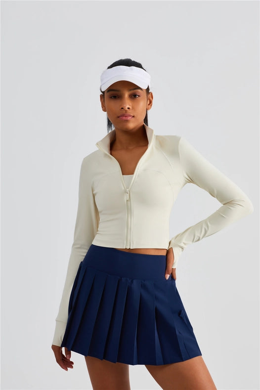 Evelyn Cropped Zip Jacket Ivory