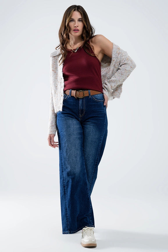 Extra Wide Leg Washed Denim with Side Seam