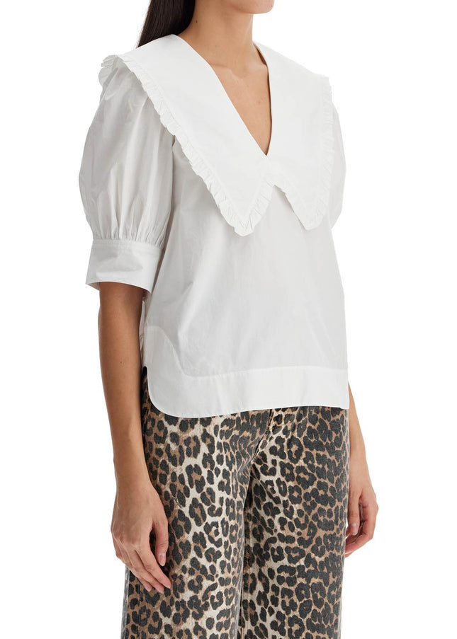 Ganni blouse with exaggerated collar and ruffle