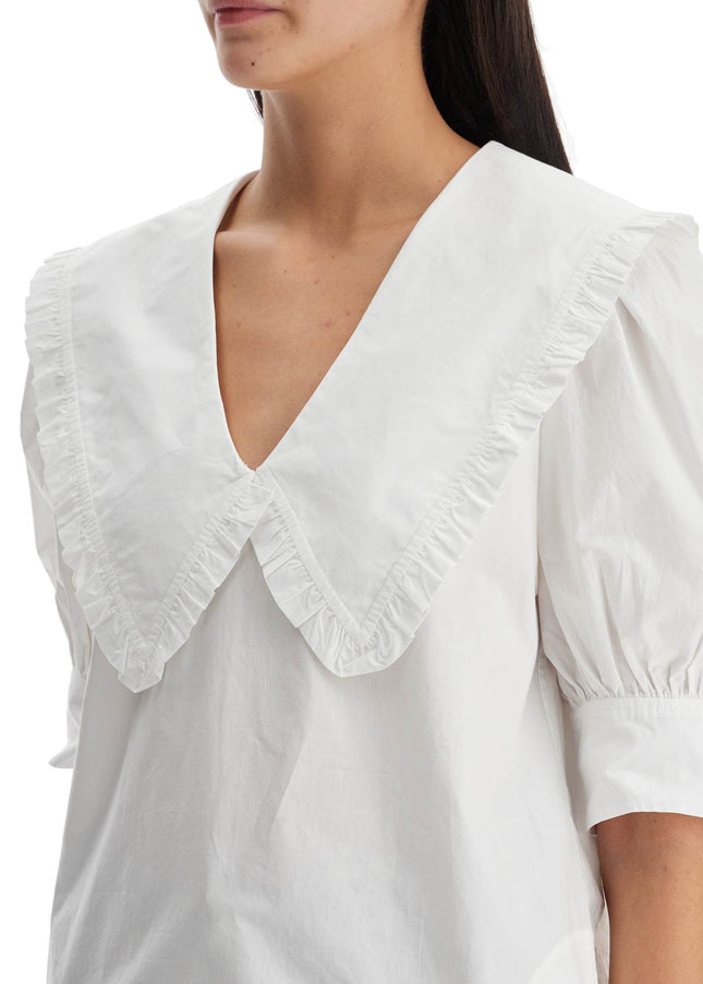 Ganni blouse with exaggerated collar and ruffle