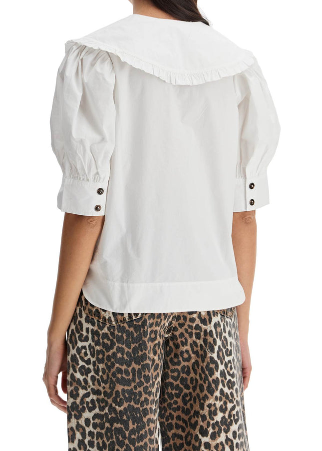 Ganni blouse with exaggerated collar and ruffle