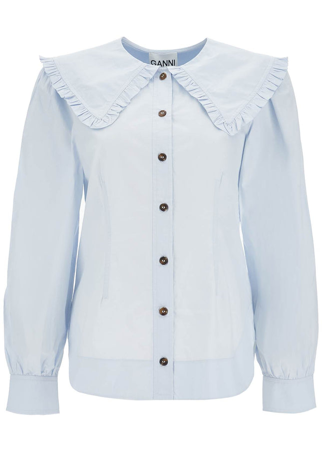 Ganni poplin shirt with oversized collar