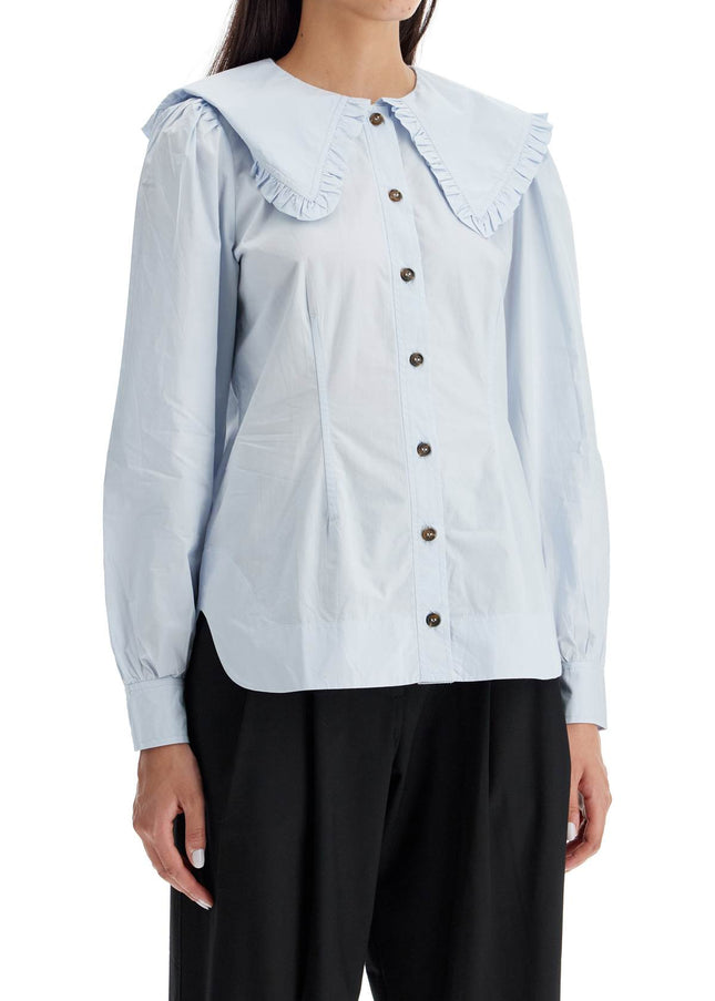 Ganni poplin shirt with oversized collar