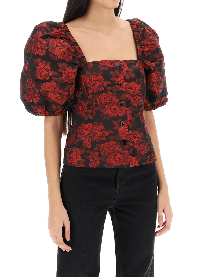 Ganni blouse in floral jacquard