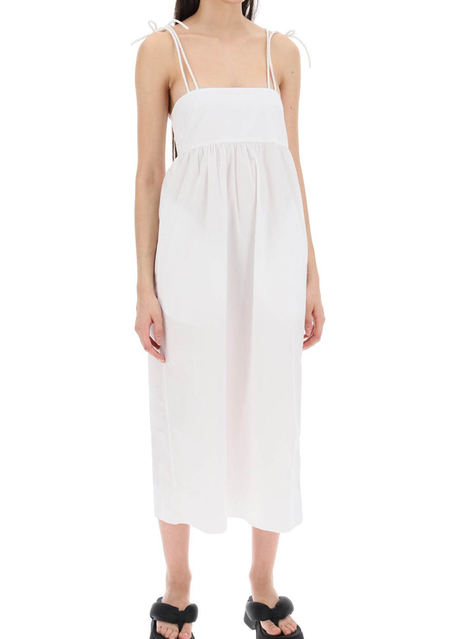 Ganni cotton poplin midi dress in