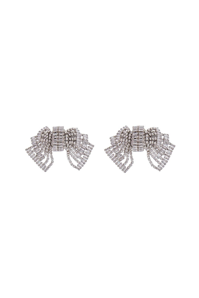 Alessandra Rich bow crystal silver hypoallergenic earrings