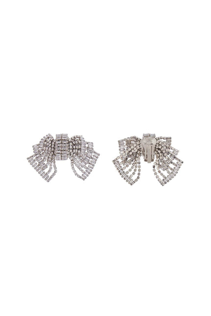 Alessandra Rich bow crystal silver hypoallergenic earrings