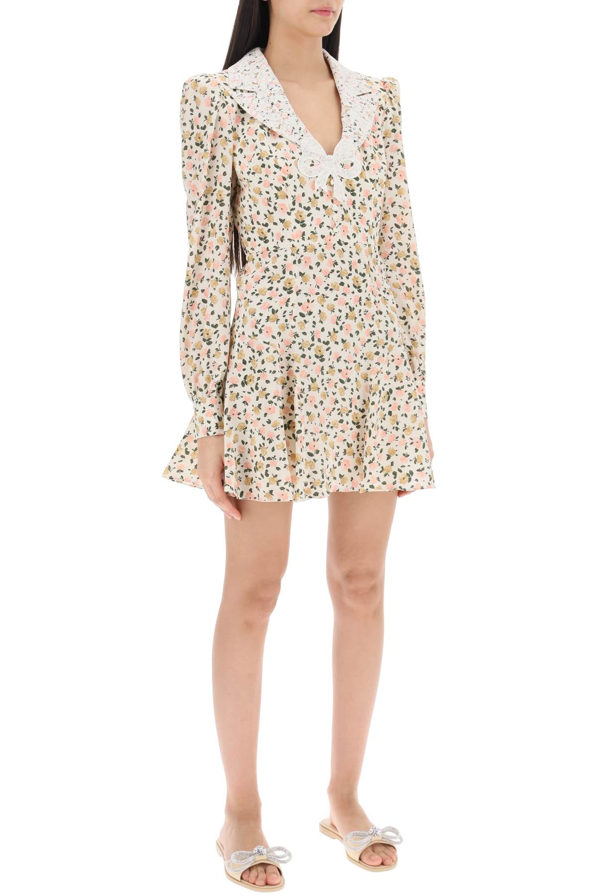 Alessandra Rich Mini Dress With Lace Collar White Urbanheer