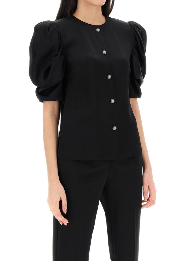 Alessandra Rich envers satin blouse with bouffant sleeves