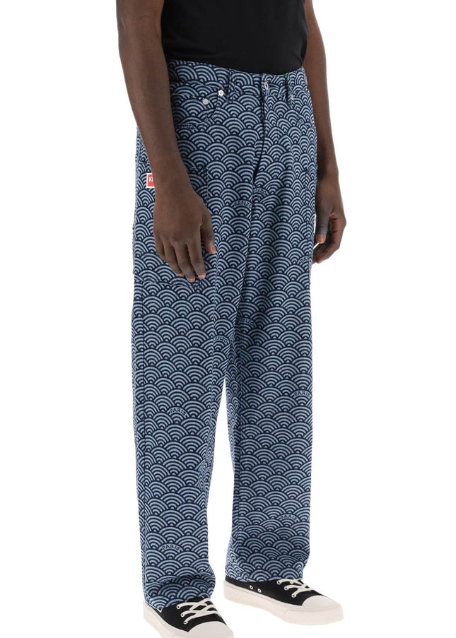 Kenzo monkey workwear jeans with seigaiha print