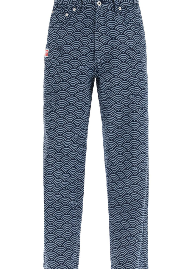 Kenzo monkey workwear jeans with seigaiha print