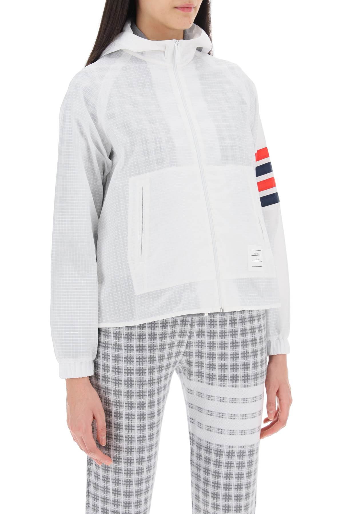 Thom Browne 4-Bar Jacket In Ripstop White-THOM BROWNE-Urbanheer