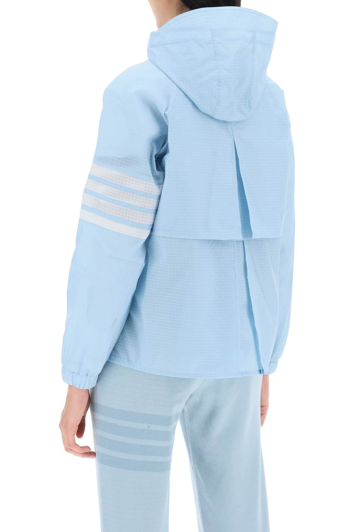 Thom Browne 4-Bar Jacket In Ripstop Light Blue-T-Shirt-THOM BROWNE-Urbanheer