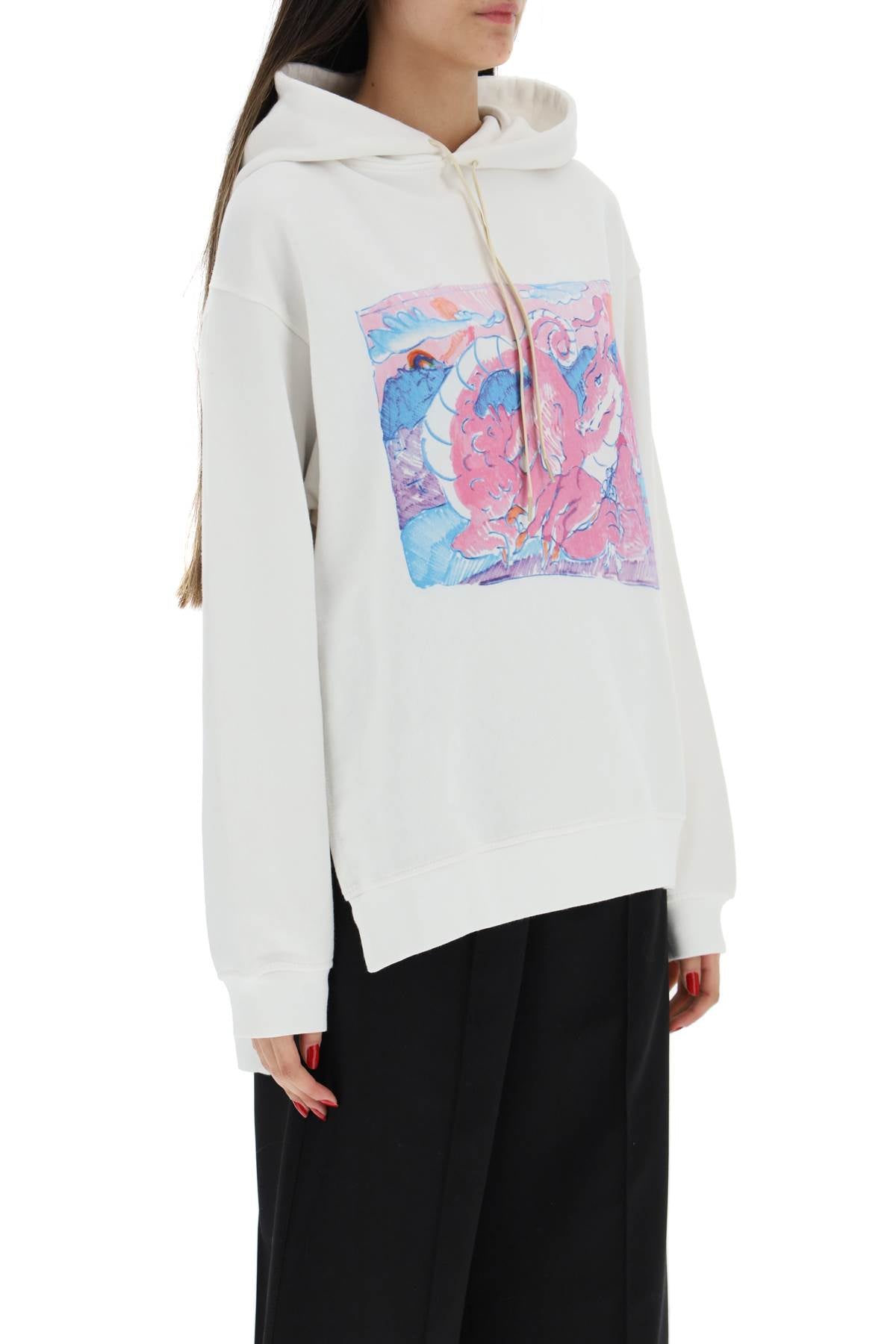 Marni Pink Dragon Print Oversized Hoodie-Fashion | Accessories > Clothes and Shoes > Hoodies-Marni-40-Urbanheer