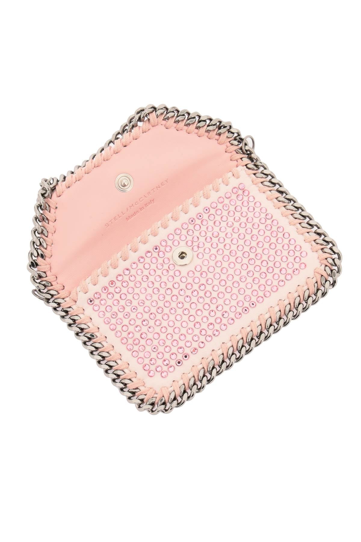 'Falabella' Cardholder With Crystals-women > accessories > wallets and small leather goods > card holders-Stella McCartney-os-Argento-Urbanheer