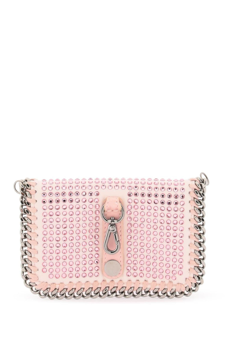 'Falabella' Cardholder With Crystals-women > accessories > wallets and small leather goods > card holders-Stella McCartney-os-Argento-Urbanheer