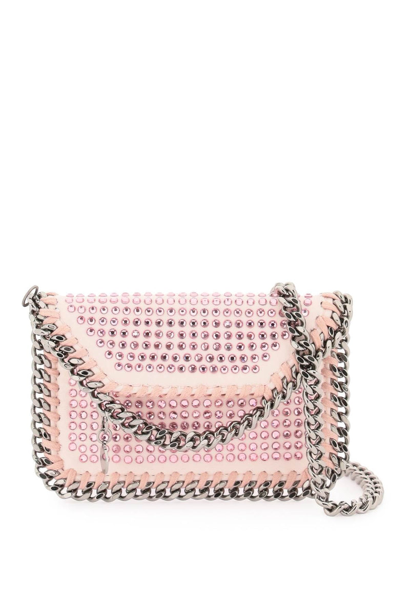 'Falabella' Cardholder With Crystals-women > accessories > wallets and small leather goods > card holders-Stella McCartney-os-Argento-Urbanheer