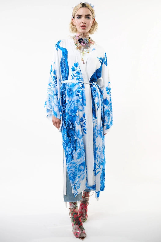 Fantasy Kimono White Peacock