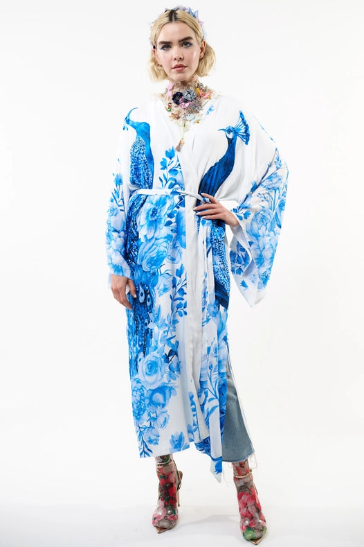 Fantasy Kimono White Peacock