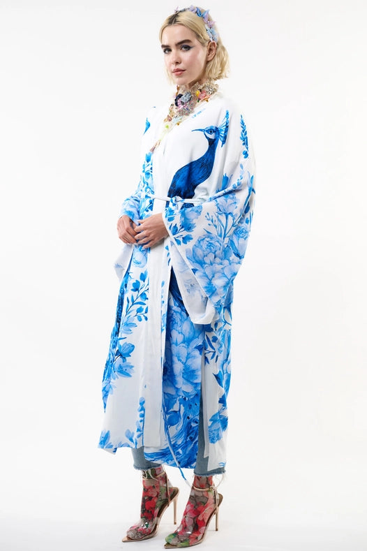 Fantasy Kimono White Peacock