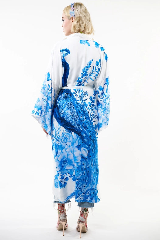 Fantasy Kimono White Peacock