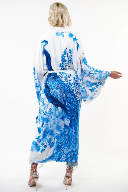 Fantasy Kimono White Peacock